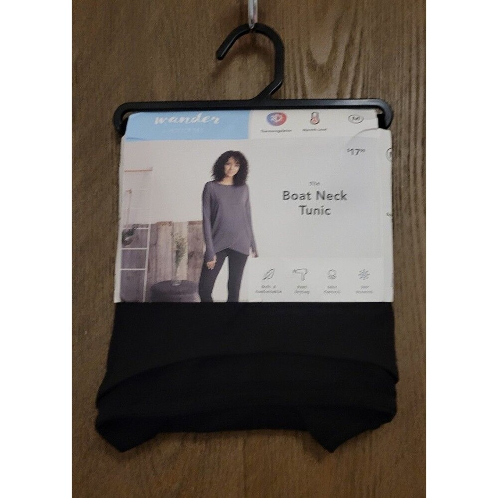 Wander by Hottotties Womens Black Boat Neck Tunic Top Size Medium